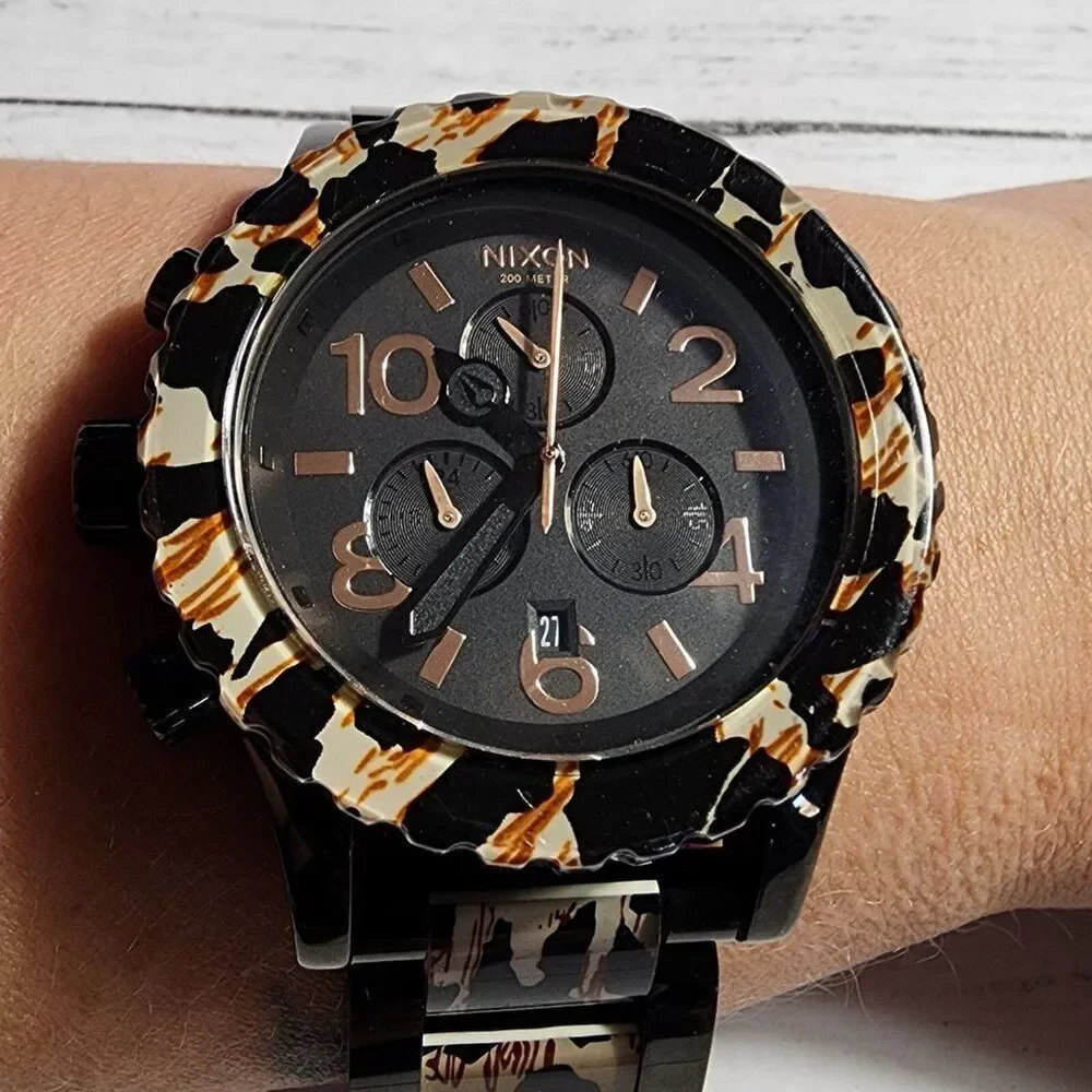 Nixon A0371153 42-20 Chrono All Black / Leopard Watch - Picture 2 of 7
